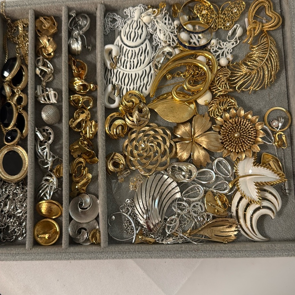 Vintage Crown Trifari brooches, earrings, bracelet & Necklace Etc